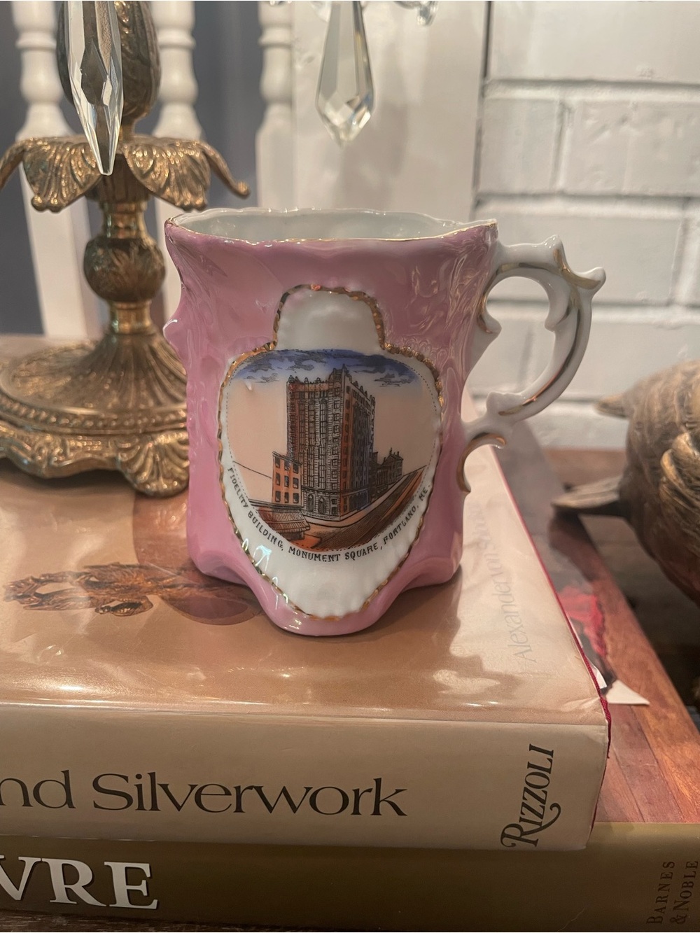 Vintage Portland, Maine Souvenir Pink Porcelain Cup / Made In Germany : Fidelity